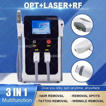 3 in1 E Light IPL RF Nd Yag Лазер Многофункциональный аппарат для удаления татуировок Перманентное лазерное оборудование для удаления волос