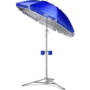 5' Зонтик от солнца Портативный легкий регулируемый мгновенный солнцезащитный зонтик UPF 50+ - Синий зонтик для пляжа