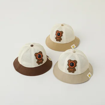 Корейская детская шапка Летняя сетчатая дышащая кавайная медведь детская шляпа от солнца козырек кепка на открытом воздухе пляжная шапка для девочек солнечные шляпы для детей