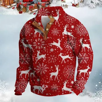  Мужской рождественский дизайн пуловер с длинным рукавом с 3D-печатью Толстовка большого размера Топ Пуловер Толстовка с капюшоном Стиль Два
