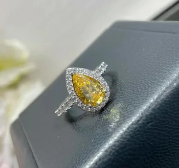 Новый тренд 2023 года Высокое качество Известный бренд Pure 925 Стерлинговое серебро Роскошные ювелирные кольца для женщин Желтый Wn Water Drop 925 Щепка