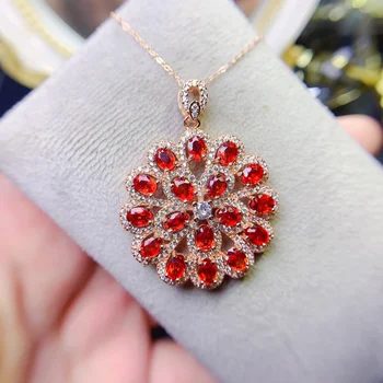 【M&T】Серебряное рубиновое ожерелье 925 пробы для женщин - простые и потрясающие ювелирные изделия с бесплатной доставкой и подарком с подвеской из драгоценных камней